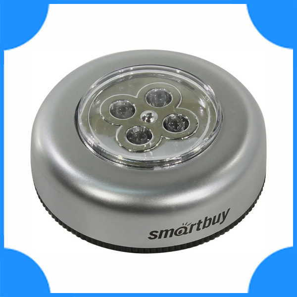 Smartbuy Фонарь кемпинговый 4LED серебро/пластик+металл 3xAAA PUSH LIGHT