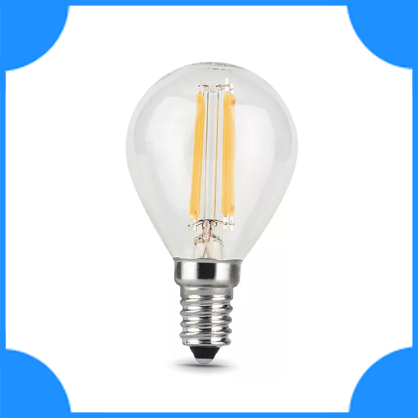 LEEK светод. лампа E14 6w 4000k шар филаментный прозрачный
