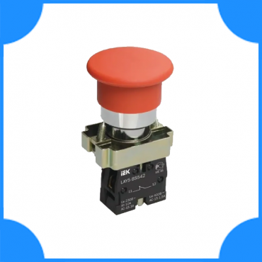 IEK Кнопка управления LAY5-BS542 грибок красный с фиксацией