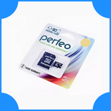 Perfeo Карта памяти 8GB Класс 10 микро SD с адаптером High-Capacity